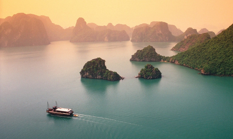 Ha Long Bay is shrouded in fog