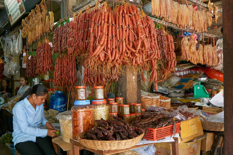 A corner of Old Market in Siem Reap - a place you cannot miss when traveling in Cambodia